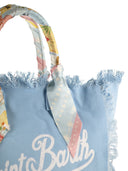 Mc2 Saint Barth Canvas Tote Bag With Scarf Wrapped Handles
