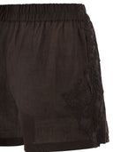 Maurizio Mykonos Linen Shorts With Embroidery And Elasticated Waistband