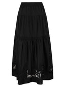 Maurizio Mykonos Cotton And Rayon Midi Skirt With Embroidered Inserts