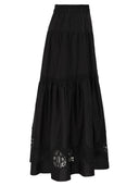 Maurizio Mykonos Cotton And Rayon Midi Skirt With Embroidered Inserts