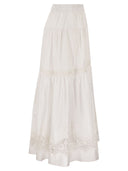 Maurizio Mykonos Cotton And Rayon Midi Skirt With Embroidered Inserts