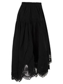 Maurizio Mykonos Linen And Rayon Midi Skirt With Embroidered Hem