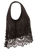 Maurizio Mykonos Linen Top With Tonal Embroidery And Lace Hem