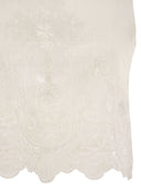 Maurizio Mykonos Linen Top With Tonal Embroidery And Lace Hem