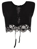 Maurizio Mykonos Lightweight Linen Top With Broderie Anglaise Hem And Lace Up Back