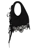 Maurizio Mykonos Lightweight Linen Top With Broderie Anglaise Hem And Lace Up Back