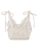 Maurizio Mykonos Embroidered Top With Tie Shoulder Straps And Floral Detailing
