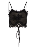 Maurizio Mykonos Linen And Rayon Lingerie Style Top With Embroidery And Corset Back