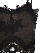 Maurizio Mykonos Linen And Rayon Lingerie Style Top With Embroidery And Corset Back