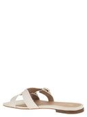 Flache Santoni-Ledersandalen mit doppelten Schnallenriemen