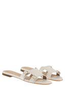 Flache Santoni-Ledersandalen mit doppelten Schnallenriemen