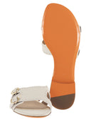Flache Santoni-Ledersandalen mit doppelten Schnallenriemen