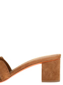 Sandalias tipo chinelas de ante con doble hebilla y tacón cuadrado de Santoni