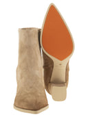 Santoni Mid Heel Suede Soede Boots