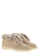 Santoni Desert Boot In Nubuck With Fur