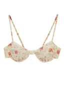 Prada Floral Print Lace Trim Bra