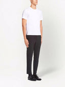 Prada-Logo-gesticktes Baumwoll-T-Shirt