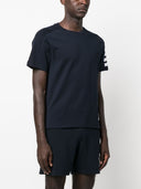 Thom Browne Short Sleeve Tee W/ 4 Bar Stripe In Milano Cotton