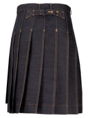 Gonna a pieghe classica a 5 tasche Thom Browne, lunghezza bermuda, in denim con cimosa giapponese di peso lt