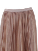 Fabiana Filippi Gonna Ampia In Tulle Plisse' Con Cinta In Maglia Color Acero