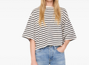Anine Bing Myers Cropped Tee Black Stripe French Terry