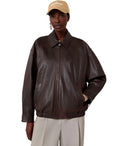 Max Mara Weekend Cose Brown Leather Jacket