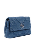 Tory Burch Kira Diamond Quilt Denim Small Convertible Shoulder Bag