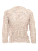 Fabiana Filippi Bicolor Cotton Mesh Short Sleeve Sweater