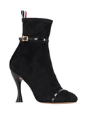 Thom Browne Trompe L'oeil 4 Bar Sandal Ankle Boot W/ 105 Mm Round Curved Heel In Stretch Soft Suede