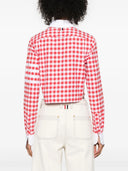 Thom Browne Classic Cropped Long Sleeve Round Collar Shirt W/ Combo In 4 Bar Gingham Check Flannel