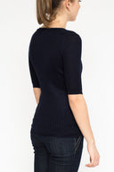 La Rose La Rose Crewneck Ribs Cashmere Blue