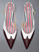 Thom Browne Point Slingback W/ 50 Mm Round Curved Heel In Shiny Baby Calf Leather W/ Soft Spazzolato