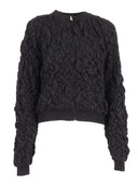 Fabiana Filippi Bomber In Mohair Lavorazione Goffrata Color Nero
