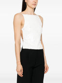 Parosh Sequin Embellished Open Back Top