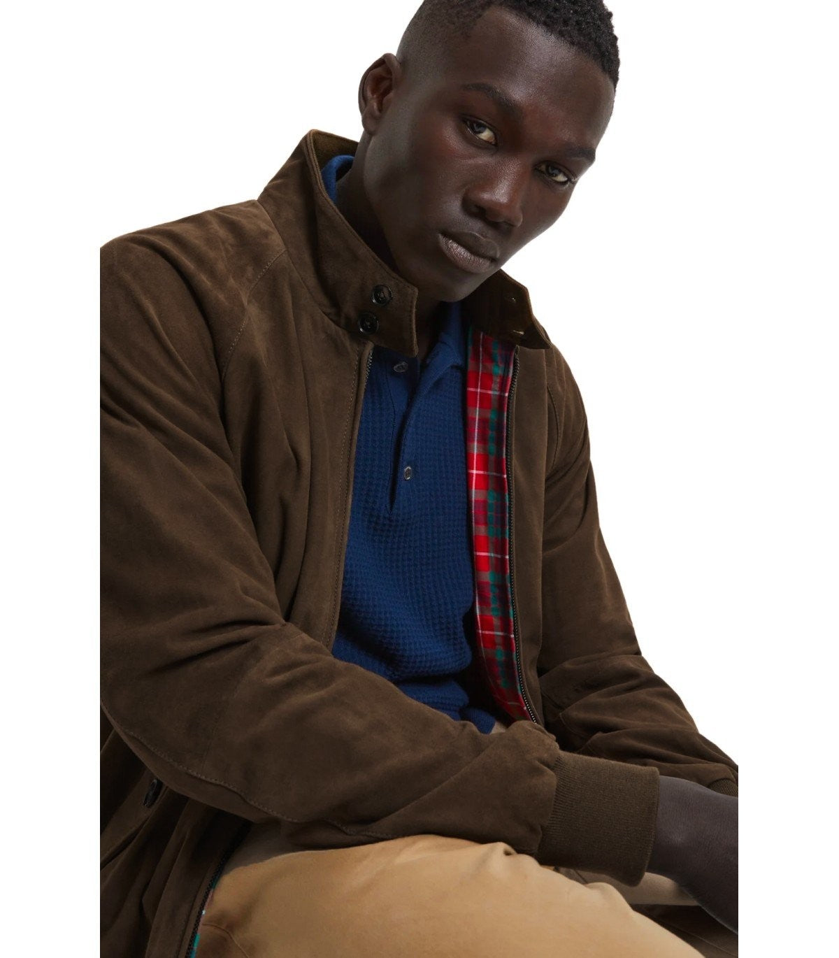 Baracuta G9 Suede Dark Olive Bomber Jacket Brown