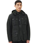 Barbour International Auto Wax Sage Green Hooded Jacket