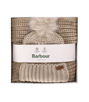 Barbour Saltburn Beige Beanie + Scarf Set