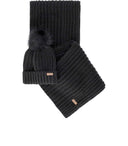 Barbour Saltburn Black Beanie + Scarf Set