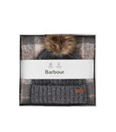 Barbour Saltburn Grey Pink Beanie+Scarf Set