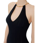 Elisabetta Franchi Black Knitted Midi Dress