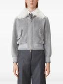 Thom Browne – Kurz geschnittene Fliegerjacke mit Lammfellkragen aus Wildleder