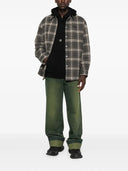 Off White Spray Arr Check Flan Padd Ove Dark Grey
