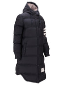 Thom Browne Downfilled Below Knee Hooded Shirtdress W/4 Bar In Shiny Ripstop