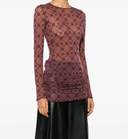 Marine Serre Moonogram Mesh Flock Ls Mini Crewneck Dress
