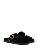 Prada Triangle Logo Velvet Slides