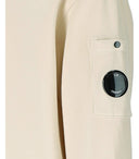 C.P. Company Diagonal Fleece Boxy Cream Hoodie