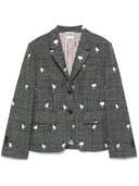 Thom Browne Fit 3 High Armhole Sportcoat W/ Half Drop Satin Stitch Goose In Prince Of Wales Hunting Tweed