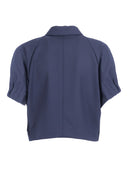 Fabiana Filippi Giacca Cropped Doppio Petto Manica Corta,Frescolana Tecnico Color Blu Notte