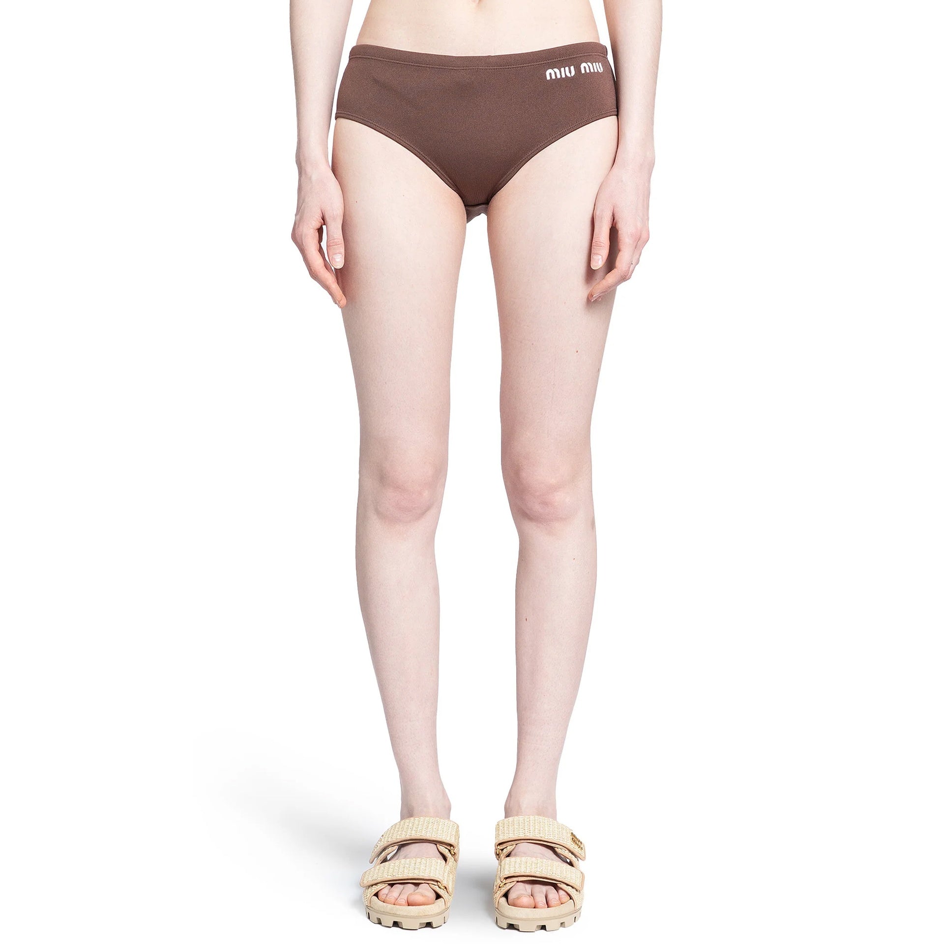 Miu miu logo brodert strukket bikinibunner