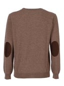 Kangra Cashmere Girocollo Basico Rasato Calato C/Toppe Alcantara